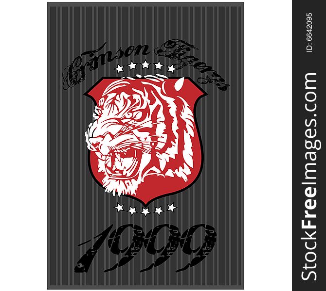 Tiger Shirt Design Vector with tiger and red background