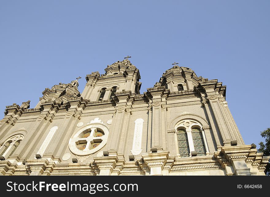 Little church with three tower, church with byzantium style. Little church with three tower, church with byzantium style