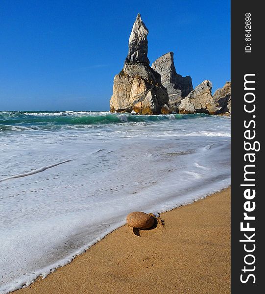 A shore view of secret beach in Portugal. A shore view of secret beach in Portugal