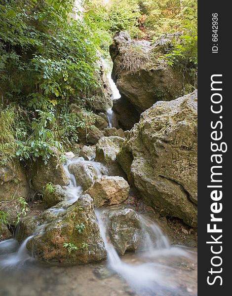 Waterfall in forest, mountain rver