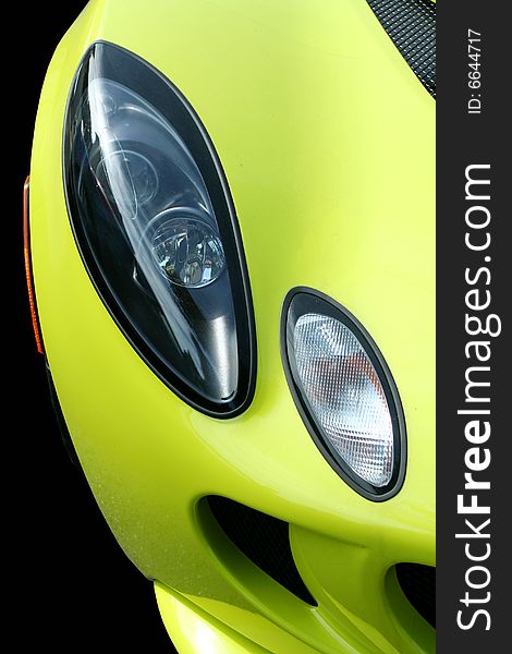 Yellow sports car headlights