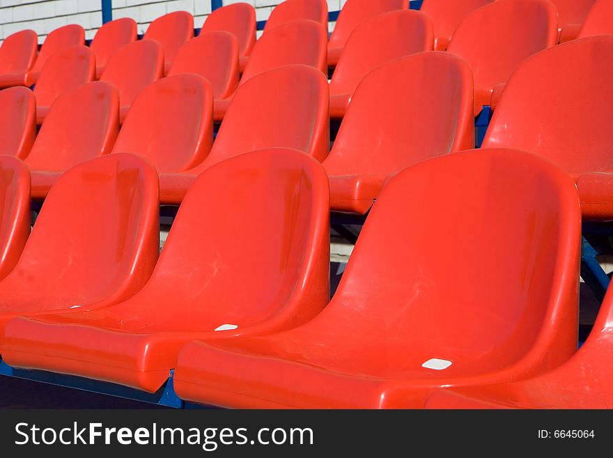 Close-up of the seats on the grandstand