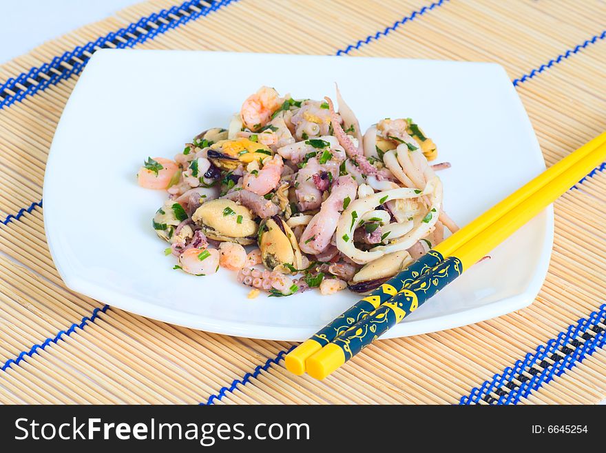 Appetizer of seafood in the Chinese or Japanese style