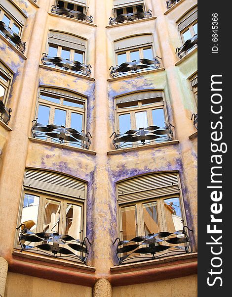 Casa Mila or La Pedrera exterior - windows, Barcelona, Spain