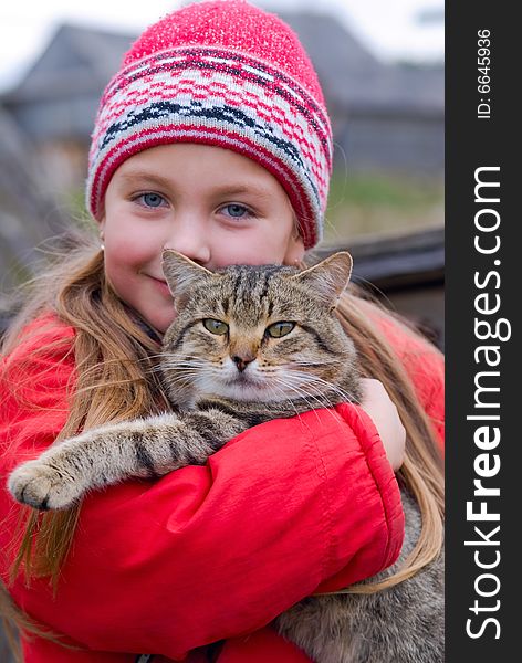 Young Girl With Kitty