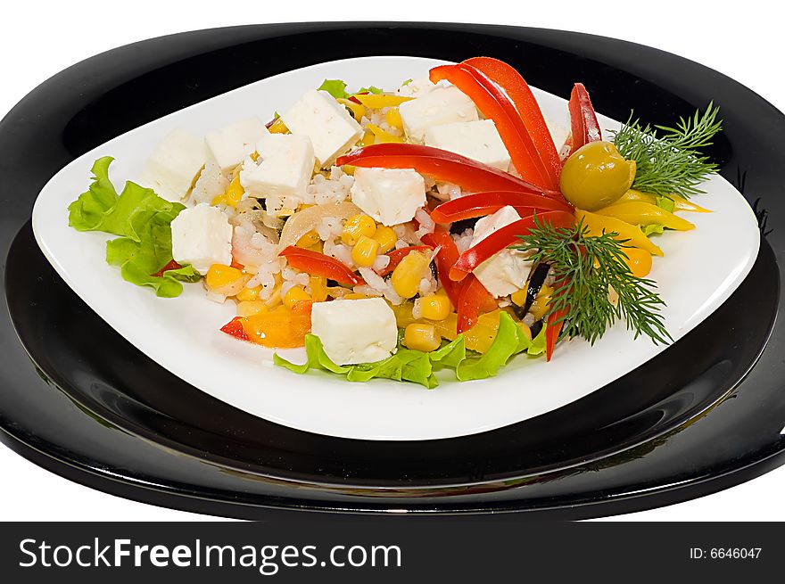 Closeup of salad, isolated on white