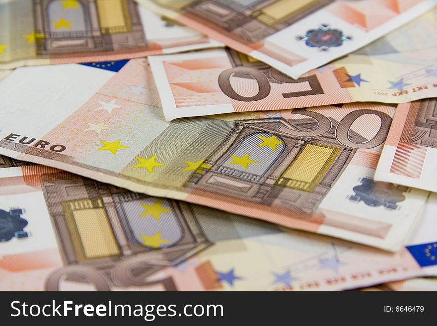 50 euro mixed banknotes to compose a background. 50 euro mixed banknotes to compose a background