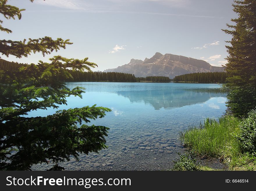 Lonely lake and mountains