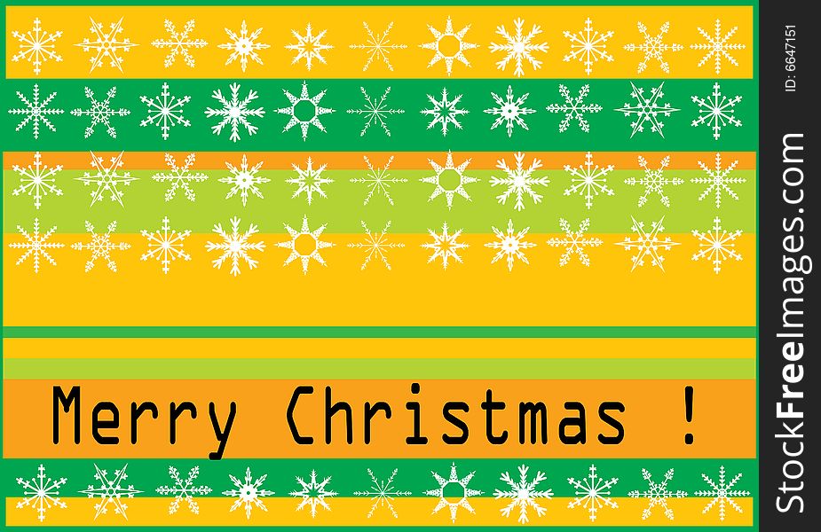 Christmas card with color background and white snowflakes