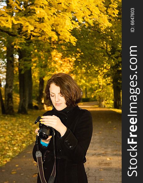 Young woman in autumn park. Young woman in autumn park