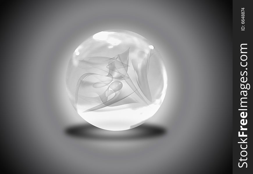 A crystal sphere on a black background