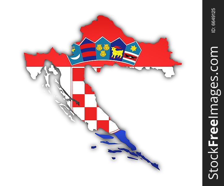 Flag and map of croatia on white background
