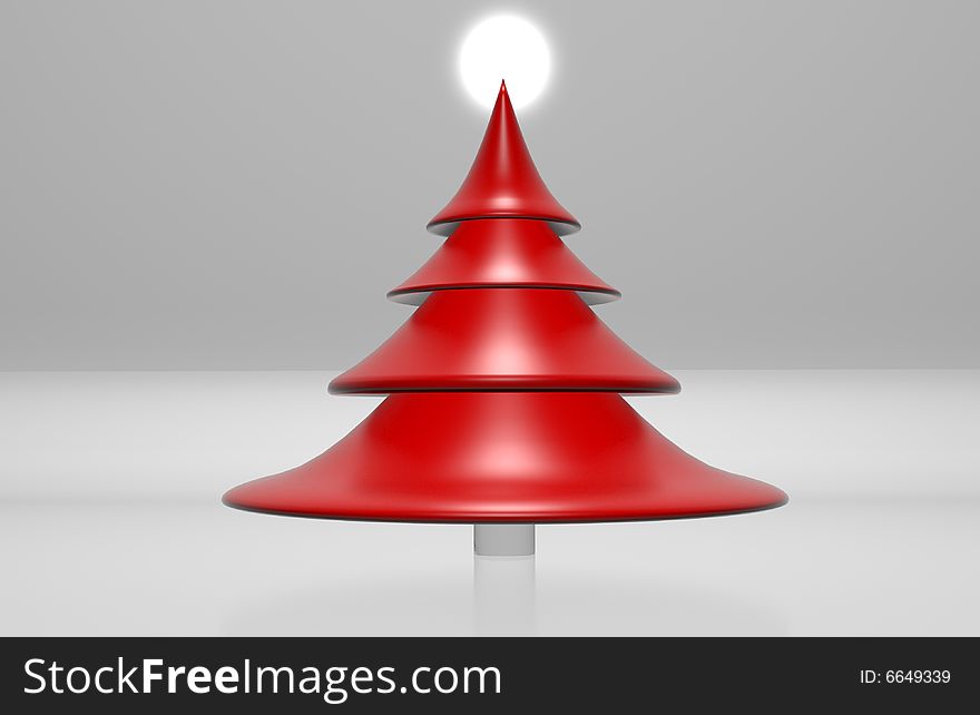 Red 3d rendered christmas tree. Red 3d rendered christmas tree