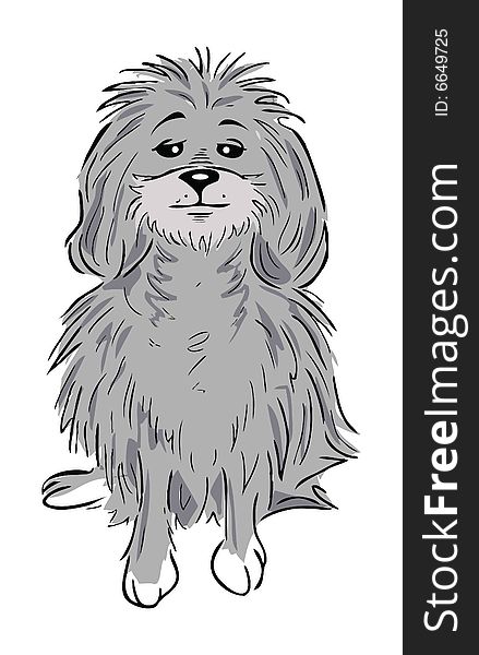 Cartoon illustration of an poodle dog