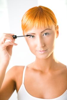 Applying Mascara Stock Photography Applying Mascara Stock Photography