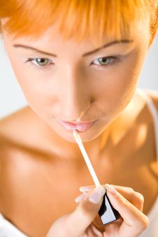 Glossing Lips Royalty Free Stock Photo Glossing Lips Royalty Free Stock Photo
