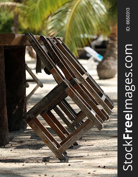 Chairs on sandy beach in caribbean. Chairs on sandy beach in caribbean