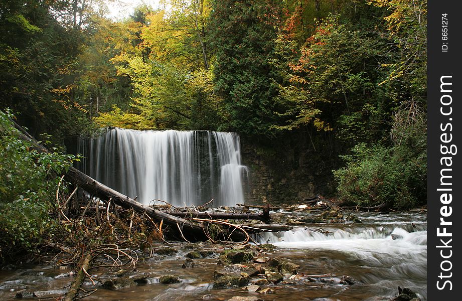 Small waterfall on forest stream