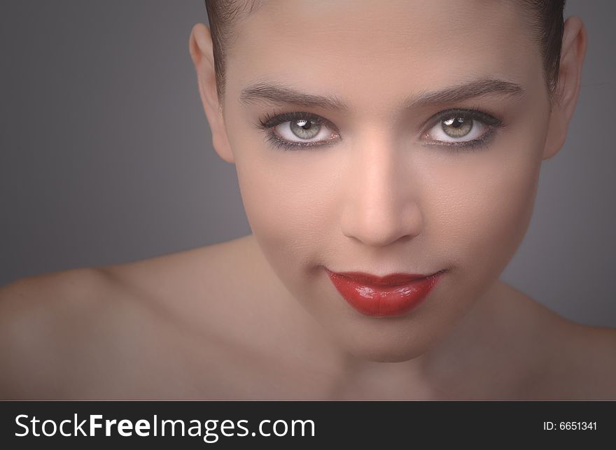 Beautiful Image of a Woman on Grey background. Beautiful Image of a Woman on Grey background