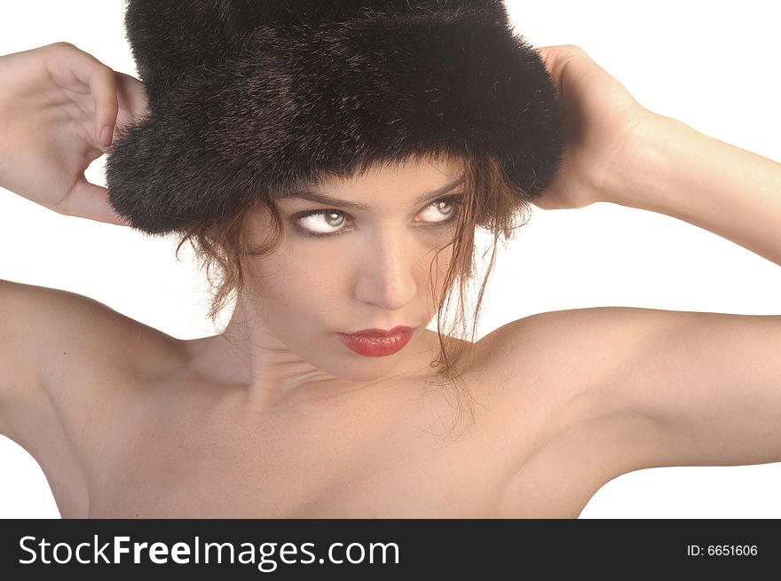 Very Cute Image of a fashion Model in hat. Very Cute Image of a fashion Model in hat