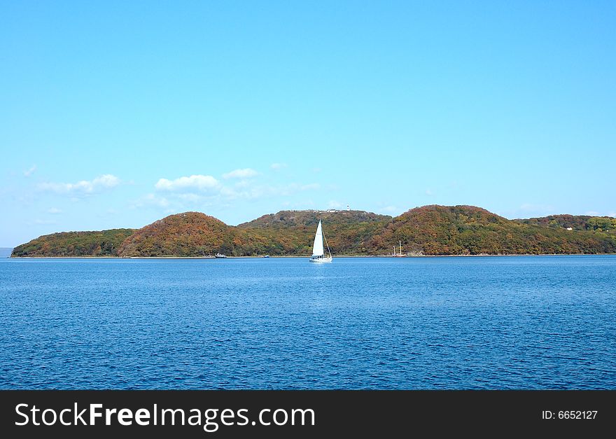 Bright blue sea scenery near russian seaport Vladivostok. Bright blue sea scenery near russian seaport Vladivostok.