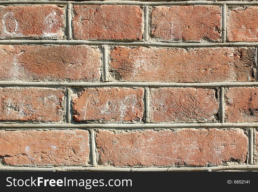 Very old red brick wall - brutal background (texture). Very old red brick wall - brutal background (texture).