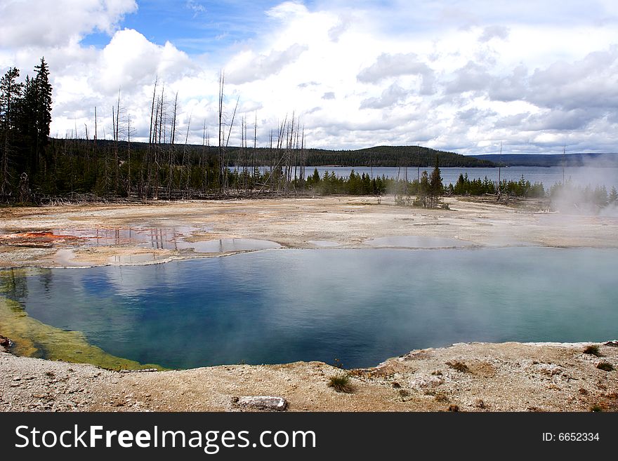 Steaming geyser by yellowstone lake, 200605,