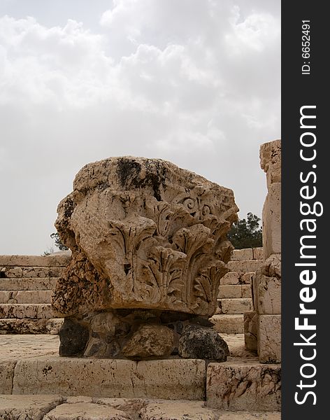 Ancient Roman pillar at Bet Shean, Israel. Ancient Roman pillar at Bet Shean, Israel.