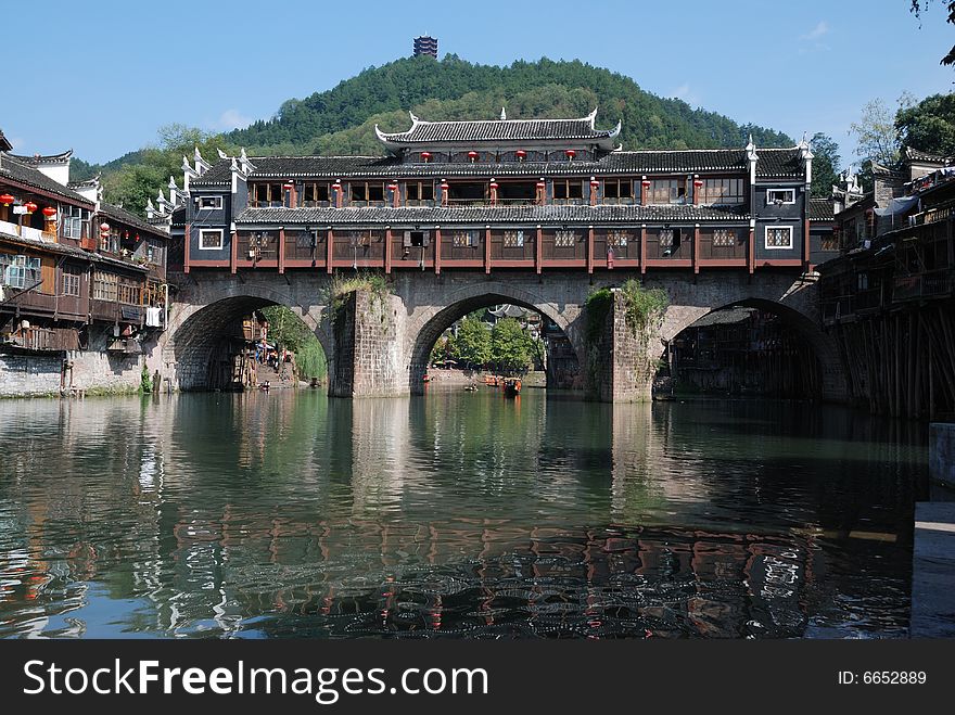 Ancient Bridge in Fenghuang County, Hunan Province China