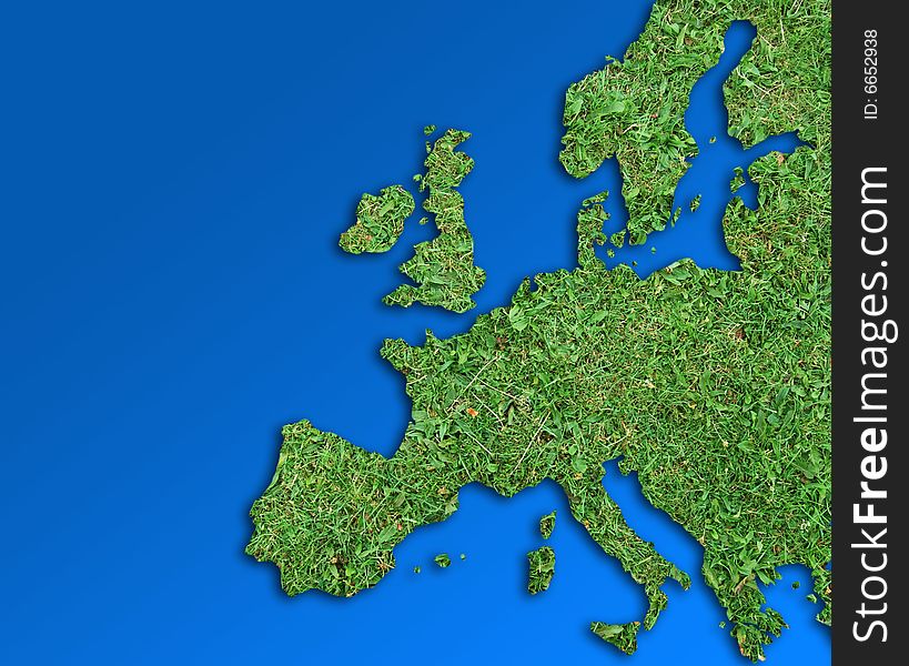 Conceptual image showing europe outline filled with grass. Conceptual image showing europe outline filled with grass