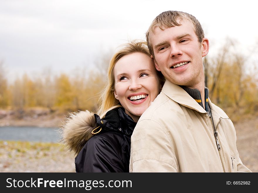 Happy young couple outdoor