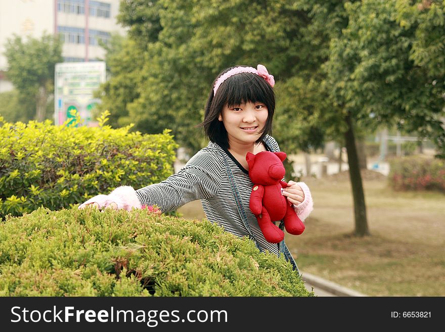 A beautiful female student on campus.