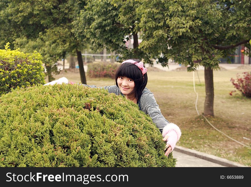 A beautiful female student on campus. A beautiful female student on campus.