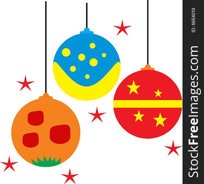 Illustration of three xmas balls