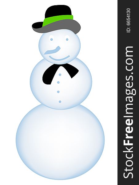 Snowman on white background, vector illustration