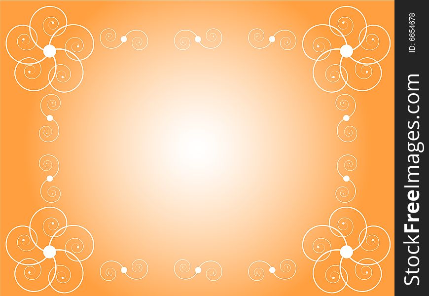 Floral frame on orange background