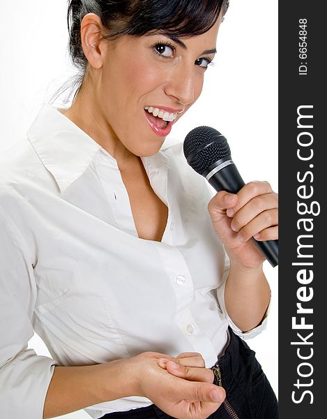 Female Singer With Microphone