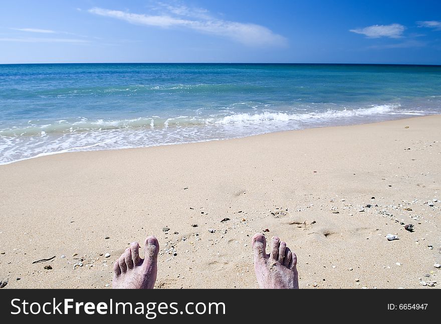 Relaxing on the beach in spain