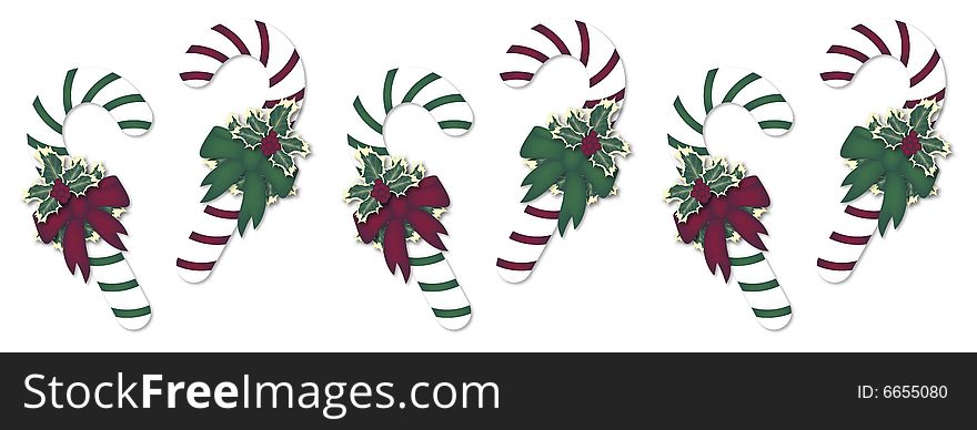 Illustration banner of candy canes on white. Illustration banner of candy canes on white