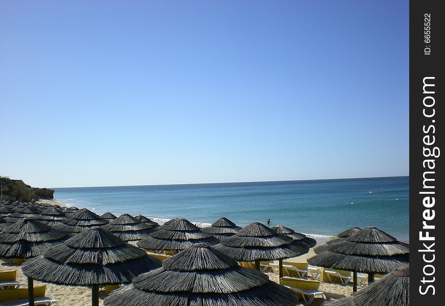 Beach sunshade, grand bay, portugal