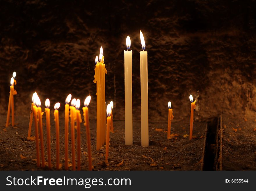 The religious candles in armenian apostolic church. The religious candles in armenian apostolic church