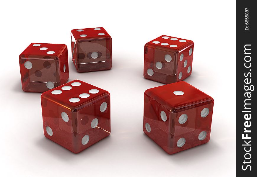 Red dice on white background