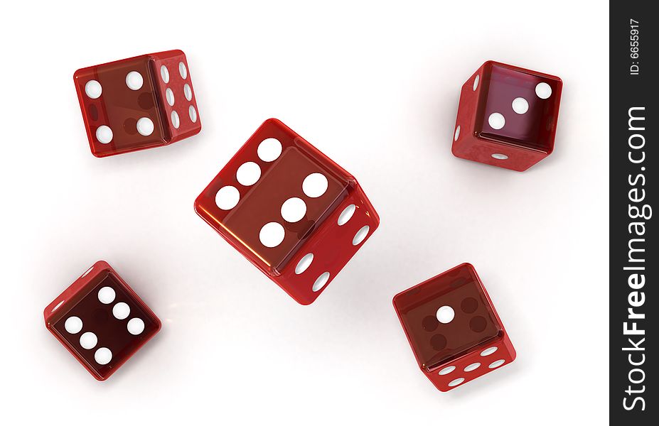 Red dice on white background