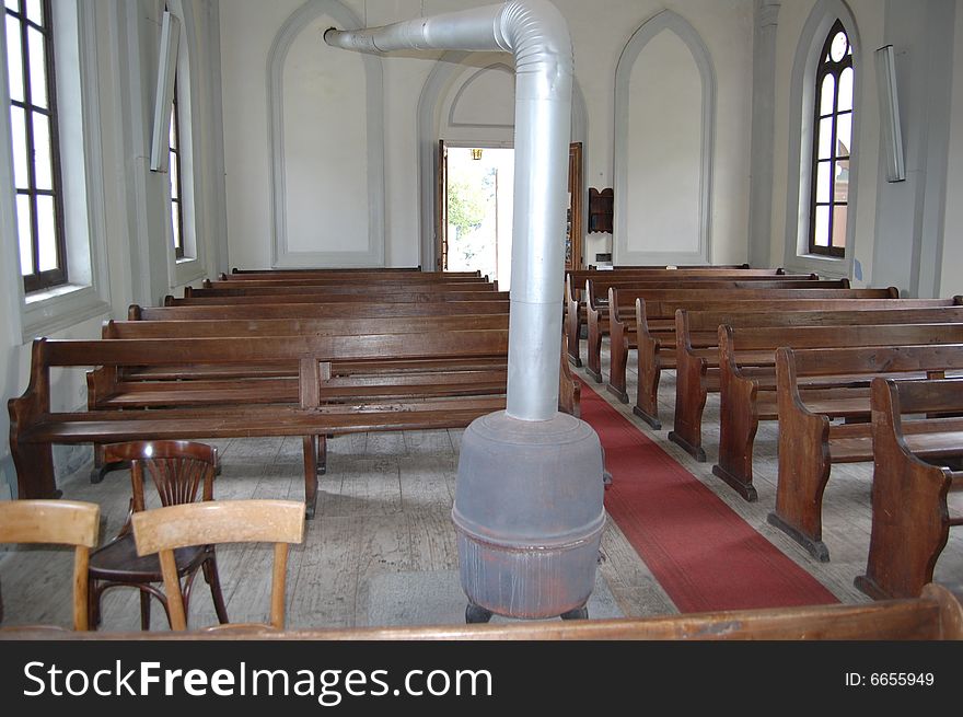 A church with a stove. A church with a stove