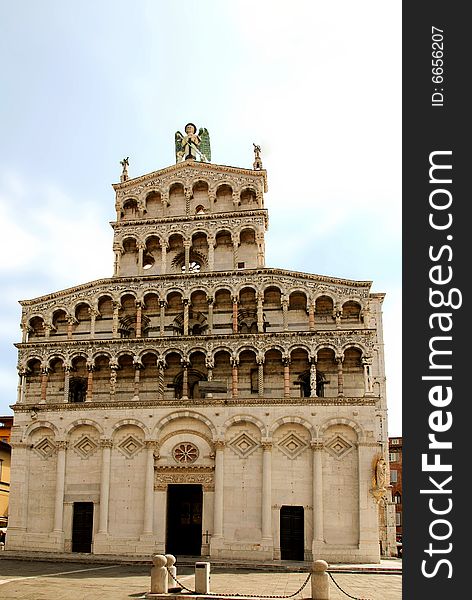 The frontage of the duomo in Luca Tuscany. The frontage of the duomo in Luca Tuscany