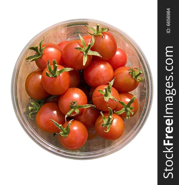 Small, Fresh Tomatoes In The Container - Isolated