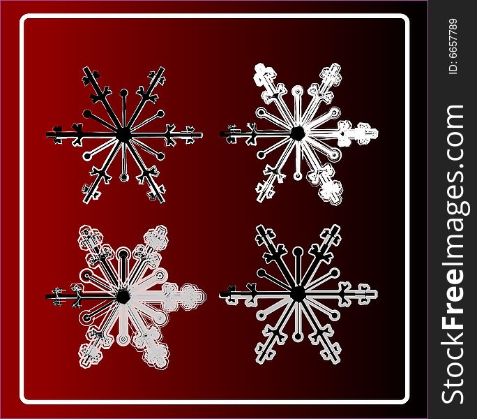 Christmas card with color background and white snowflakes