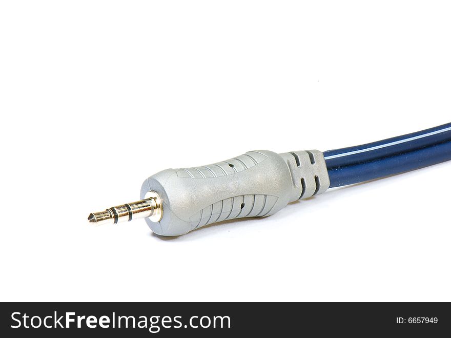 Dark blue cable with shtrekkerom on the white isolated background