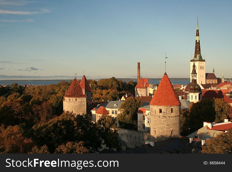 Autumn city Tallinn in beams of a decline