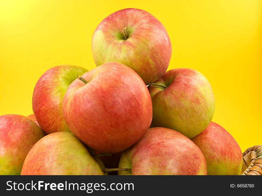 Harvesting. A Basket With Red Ripe Apples.